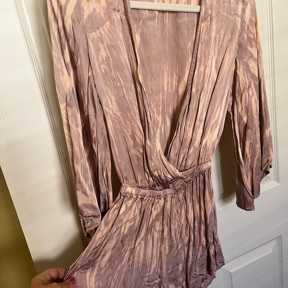 Women’s Tie-Dye Wrap Romper in Mauve
